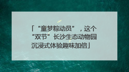 “童梦粽动员”，这个“双节”长沙生态动物园沉浸式体验趣味加倍