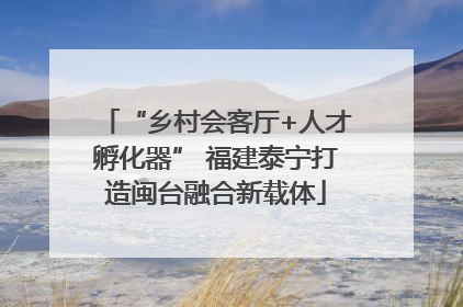 “乡村会客厅+人才孵化器” 福建泰宁打造闽台融合新载体