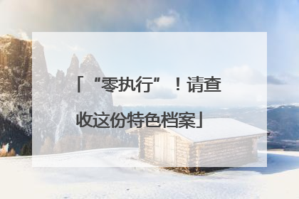 “零执行”！请查收这份特色档案