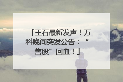王石最新发声！万科晚间突发公告：“售股”回血！