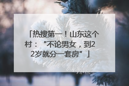 热搜第一！山东这个村：“不论男女，到22岁就分一套房”
