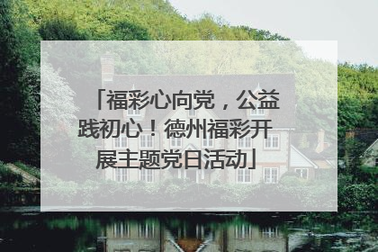 福彩心向党，公益践初心！德州福彩开展主题党日活动