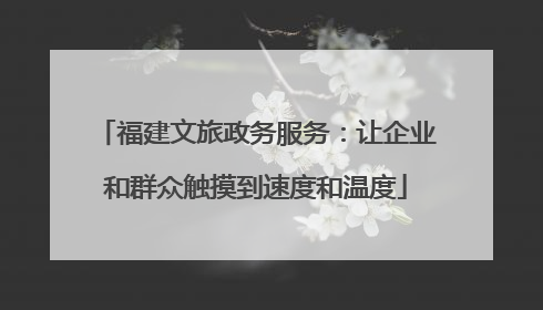 福建文旅政务服务：让企业和群众触摸到速度和温度