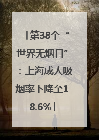 第38个“世界无烟日”：上海成人吸烟率下降至18.6%