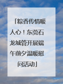 粽香传情暖人心！东莞石龙城管开展端午前夕温暖慰问活动