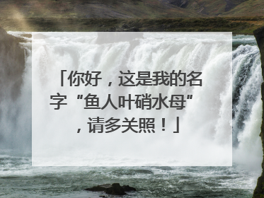 你好，这是我的名字“鱼人叶硝水母”，请多关照！