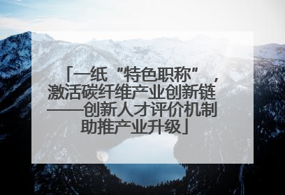一纸“特色职称”，激活碳纤维产业创新链——创新人才评价机制 助推产业升级