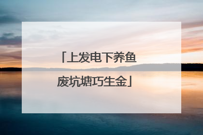 上发电下养鱼 废坑塘巧生金