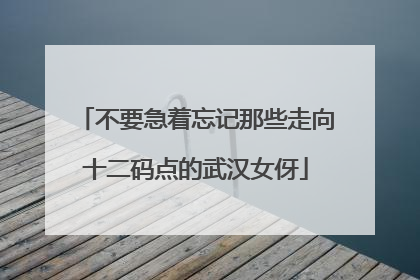不要急着忘记那些走向十二码点的武汉女伢