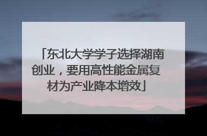 东北大学学子选择湖南创业，要用高性能金属复材为产业降本增效