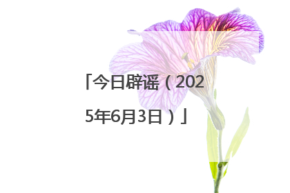 今日辟谣（2025年6月3日）