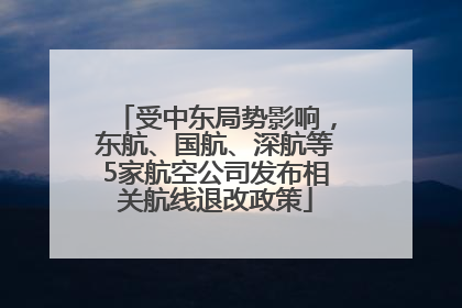 受中东局势影响，东航、国航、深航等5家航空公司发布相关航线退改政策