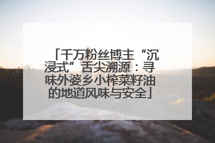 千万粉丝博主“沉浸式”舌尖溯源：寻味外婆乡小榨菜籽油的地道风味与安全