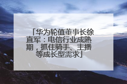 华为轮值董事长徐直军：电信行业成熟期，抓住骑手、主播等成长型需求