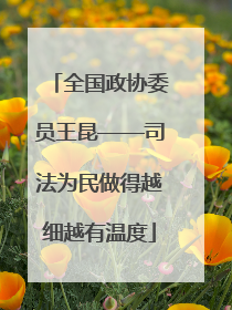 全国政协委员王昆——司法为民做得越细越有温度