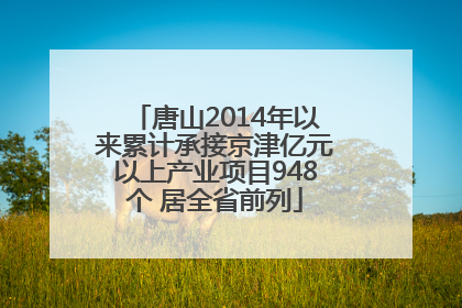 唐山2014年以来累计承接京津亿元以上产业项目948个 居全省前列