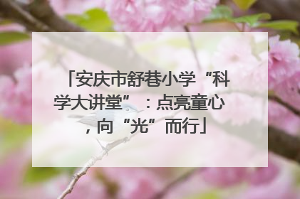 安庆市舒巷小学“科学大讲堂”：点亮童心，向“光”而行