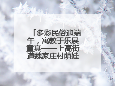 多彩民俗迎端午，寓教于乐展童真——上高街道魏家庄村萌娃传统文化盛宴