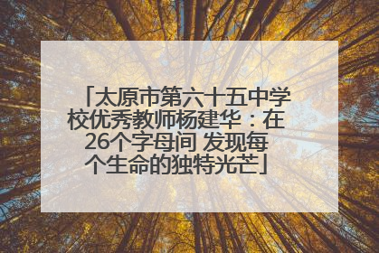 太原市第六十五中学校优秀教师杨建华：在26个字母间 发现每个生命的独特光芒