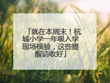 就在本周末！杭城小学一年级入学现场核验，这些提醒请收好