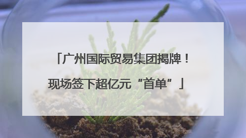 广州国际贸易集团揭牌！现场签下超亿元“首单”