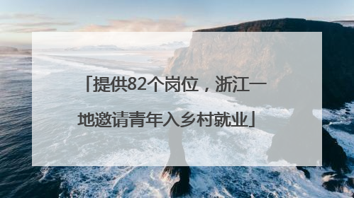 提供82个岗位，浙江一地邀请青年入乡村就业