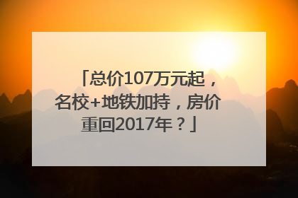 总价107万元起，名校+地铁加持，房价重回2017年？
