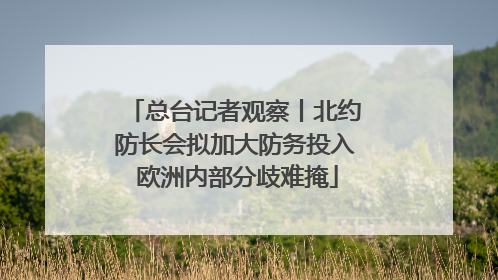 总台记者观察丨北约防长会拟加大防务投入 欧洲内部分歧难掩