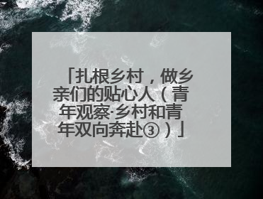 扎根乡村，做乡亲们的贴心人（青年观察·乡村和青年双向奔赴③）