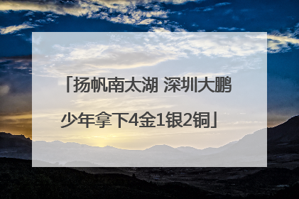 扬帆南太湖 深圳大鹏少年拿下4金1银2铜