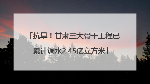 抗旱！甘肃三大骨干工程已累计调水2.45亿立方米