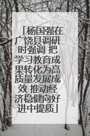 杨国强在广饶县调研时强调 把学习教育成果转化为高质量发展成效 推动经济稳健向好进中提质