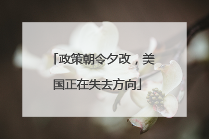 政策朝令夕改，美国正在失去方向