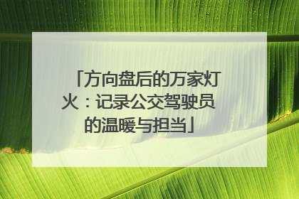 方向盘后的万家灯火：记录公交驾驶员的温暖与担当