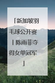 新加坡羽毛球公开赛丨陈雨菲夺得女单冠军
