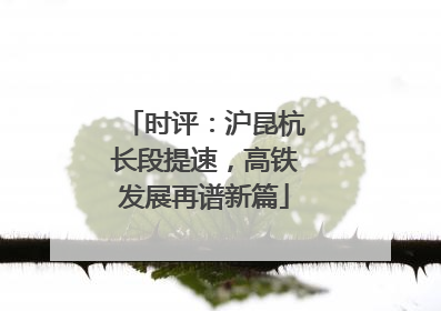 时评：沪昆杭长段提速，高铁发展再谱新篇