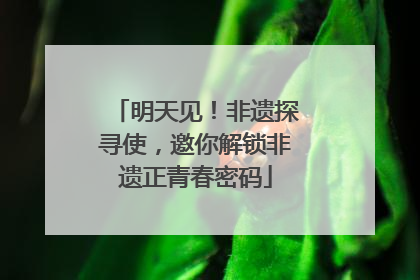 明天见！非遗探寻使，邀你解锁非遗正青春密码