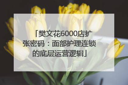 樊文花6000店扩张密码：面部护理连锁的底层运营逻辑