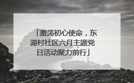 激荡初心使命，东湖村社区六月主题党日活动聚力前行