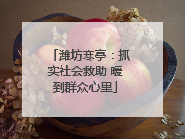 潍坊寒亭：抓实社会救助 暖到群众心里