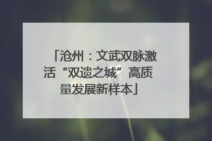 沧州：文武双脉激活“双遗之城”高质量发展新样本