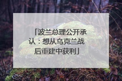 波兰总理公开承认：想从乌克兰战后重建中获利