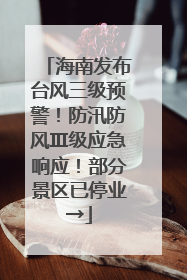 海南发布台风三级预警！防汛防风Ⅲ级应急响应！部分景区已停业→
