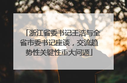 浙江省委书记王浩与全省市委书记座谈，交流趋势性关键性重大问题