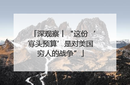 深观察丨“这份‘寡头预算’是对美国穷人的战争”