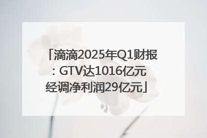 滴滴2025年Q1财报：GTV达1016亿元 经调净利润29亿元