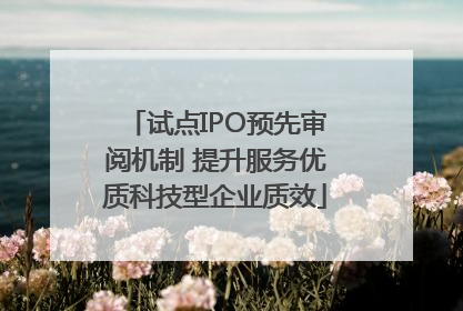 试点IPO预先审阅机制 提升服务优质科技型企业质效