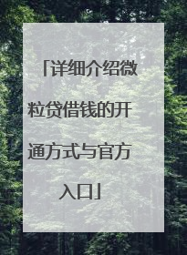 详细介绍微粒贷借钱的开通方式与官方入口
