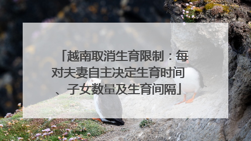 越南取消生育限制：每对夫妻自主决定生育时间、子女数量及生育间隔