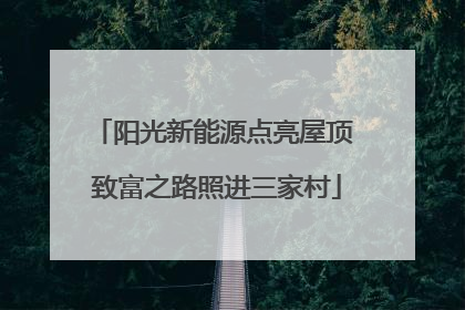阳光新能源点亮屋顶 致富之路照进三家村